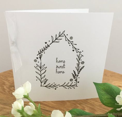 Congratulations On New Home Cards, New House Card Ideas, New Home Cards Ideas, Housewarming Cards, House Blessings, New House Card, Creative Birthday Cards, Housewarming Card, Calligraphy Cards