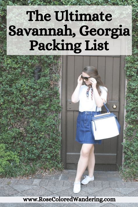 Savannah Georgia Packing List: If you are looking for outfit inspiration, whether you are going on a weekend trip, for a week, or trying to be minimal, this list covers it all - Everything You Cannot Forget!  #savannahgeorgia #packinglist #traveldestinations Outfit For Savannah Ga, Savannah Packing List, Outfits Savannah Ga, Packing For Savannah Georgia, Savannah Trip Outfits, Savannah Summer Outfits, Savannah Ga Outfits Summer, Georgia Outfits Summer, Savannah Outfits Fall