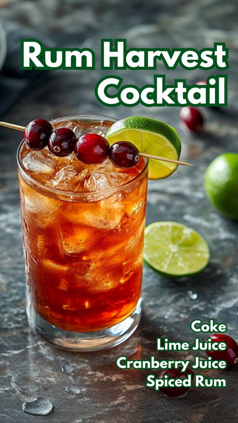 Fall Thanksgiving Cocktails, Manly Cocktail Recipes, Rum Fall Drinks, Spices Rum Cocktails, Cranberry Rum Cocktail, Fall Rum Drinks, Drinks With Spiced Rum, Fall Rum Cocktails, Cocktail Recipes For Fall