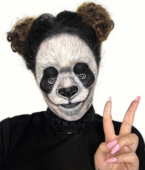 Panda Makeup, Extreme Makeup, Theatre Makeup, Mehron Makeup, Makeup Challenges, Some Day, Sfx Makeup, Makeup Art, White Paints