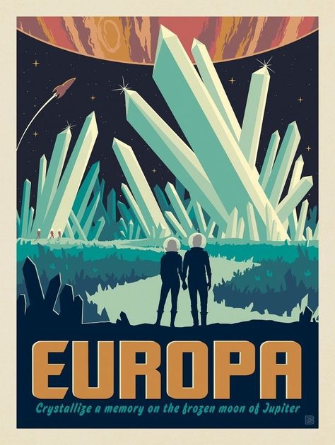 Retrofuturism Design, Space Design Graphic, Space Art Painting, Retro Space Aesthetic, Space Travel Art, Space Poster Design, Crystal Poster, Space Graphic Design, Space Tourism Posters