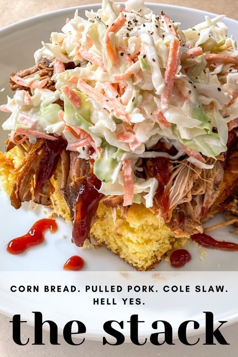 Cornbread Waffles With Pulled Pork, Bbq Pork Cornbread Casserole, Dinner Ideas With Coleslaw, Bbq Pulled Pork Loaded Fries, Bbq Parfait Pulled Pork, Cooking For Crowds Meals, Best Sides For Pulled Pork, What To Cook For A Crowd, Pulled Pork Sundae