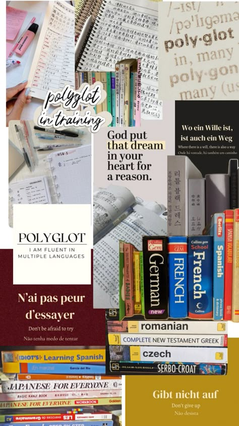 Language learning, polyglot, study goals Vision Board Themes, Language Journal, Career Motivation, My Future Job, Vision Board Images, History Professor, Life Vision Board, Academic Motivation, Vision Board Inspiration