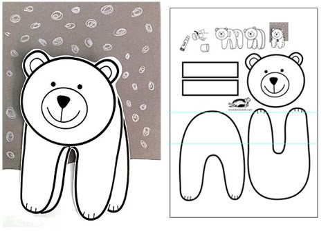 krokotak | Polar bear Polar Bear Winter Craft, Bear Template, Polar Bear Craft, Christmas Art For Kids, Urs Polar, Winter Art Lesson, Polar Bear Art, Kindergarten Art Projects, 2nd Grade Art