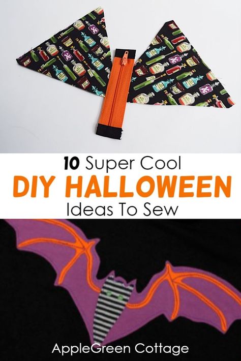 Halloween Fabric Scrap Projects, Halloween Decorations Sewing, Things To Sew For Halloween, Sewing Projects For Halloween, Halloween Sewing Patterns Free, Halloween Fabric Ideas, Fall Sewing Projects Easy, Easy Halloween Sewing Projects, Sewing Halloween Projects