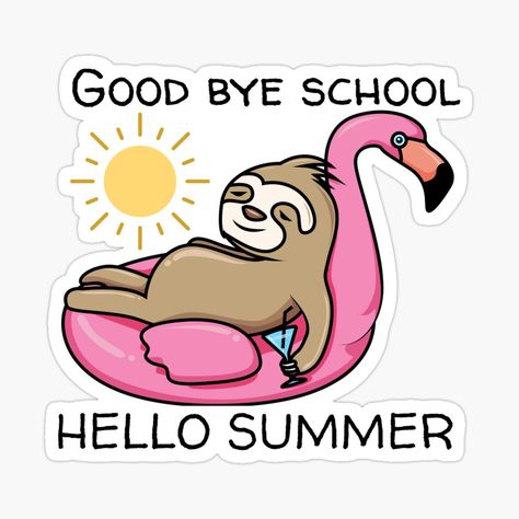 Get my art printed on awesome products. Support me at Redbubble #RBandME: https://www.redbubble.com/i/sticker/Good-Bye-School-Hello-Summer-by-Deshyner/111703118.EJUG5?asc=u Good Bye, New Sticker, Summer Design, Hello Summer, Bye Bye, Google Slides, Sticker Design, Colorful Prints, Vinyl Sticker