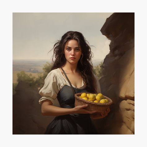 Get my art printed on awesome products. Support me at Redbubble #RBandME: https://www.redbubble.com/i/photographic-print/Painting-of-a-mediterranean-peasant-girl-picking-lemons-by-Tirsot/162676326.6Q0TX?asc=u Women Painting, Print Painting, Buy Paintings, Woman Painting, Featured Art, Art Boards, Print Images, Photographic Print, Framed Art Prints