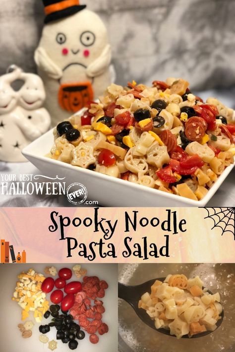 Put a spooky spin on a classic pasta salad with this easy to follow recipe and specialty Halloween-themed noodles! Halloween Shaped Pasta, Noodle Pasta Salad, Halloween Pasta, Halloween Potluck, Noodles Ideas, Noodle Pasta, Shaped Pasta, Classic Pasta Salad, Pasta Salad Ingredients