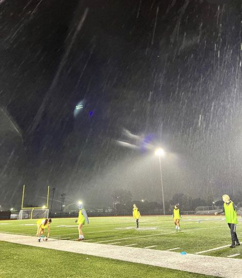 Rainy Soccer Field, Soccer Photography Action, Sports Aesthetic Soccer, Soccer Practice Aesthetic, Playing Soccer Aesthetic, Soccer In The Rain, Soccer Locker, Soccer Aesthetic, Football Aesthetic