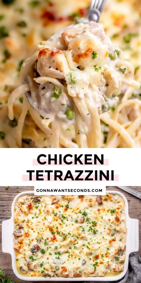 Shredded Chicken Tetrazzini, Million Dollar Chicken Tetrazzini, Chicken Tezzarini Recipe, Chicken Tretazzini Recipe, Baked Noodle Casserole, Chicken Ole, Chicken Tettrazini, Chicken Helper, Chicken Tetrazzini Casserole