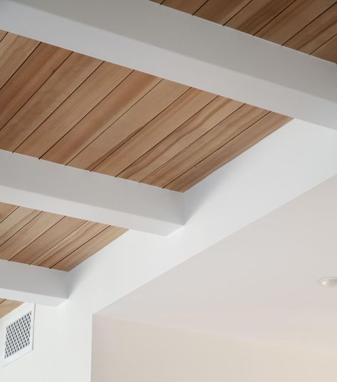 Manhattan Beach Homes, Modern Baseboards, Garage To Living Space, Mediterranean Interior, Wooden Ceiling, Ceiling Detail, Ceiling Treatments, Diy Ceiling, Material Palette