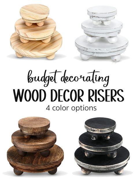 Display Risers Ideas, Lamp Riser Ideas, Shelf Risers Ideas, Risers Decor Ideas, Diy Buffet Risers Food Displays, Diy Plant Riser Indoor, How To Use Risers In Decor, Risers For Displays Diy Decorative Trays, Wood Riser Decor