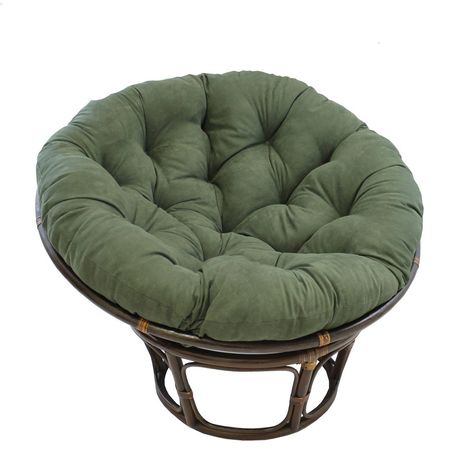 Add a touch of comfy, bohemian style to your living room or game room with this single papasan chair. This papasan chair features a handmade rustic rattan frame in a walnut finish and comes with an ultra-thick and comfy cushion that is made with soft micro suede fabric. It is available in a wide variety of color options.