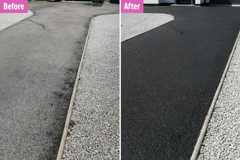 A MUM who didn’t want to fork out thousands of pounds to resurface her driveway revamped her tarmac using a £20 paste and it looks like new.O Tarmac Driveway, Tarmac Drives, Tarmac Driveways, Diy Driveway, Fake Palm Tree, Diy Water Fountain, Diy Water, New O, Extreme Couponing