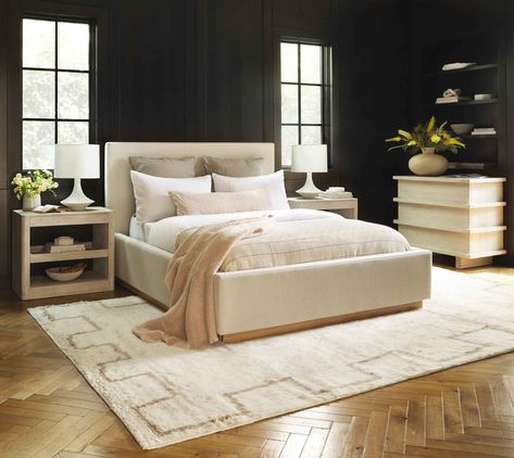 Plush piles and cozy bed linens couple with lighter finishes and fabrics for a calming, tonal look. Plush Furniture, Velvet Furniture, Small Dresser, Serene Bedroom, Lulu And Georgia, Stylish Bedroom, Cozy Bed, Bedding Shop, Bedroom Inspirations