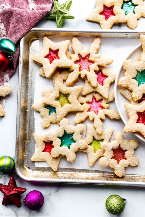 Glass Window Cookies, Window Cookies, Stained Glass Cookies, No Bake Pumpkin Cheesecake, Sally's Baking, Ginger Snap Cookies, Sugar Cookie Dough, Luxury Christmas, Mini Cookies