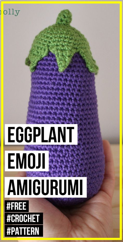 crochet Eggplant Emoji Amigurumi free pattern - easy crochet amigurumi pattern for beginners Crochet Animal Patterns For Beginners, Easy Crochet Animal Patterns, Crochet Eggplant, Amigurumi Easy, Eggplant Emoji, Crochet Plants, Free Pattern Crochet, Easy Crochet Animals, Crochet Cat Pattern