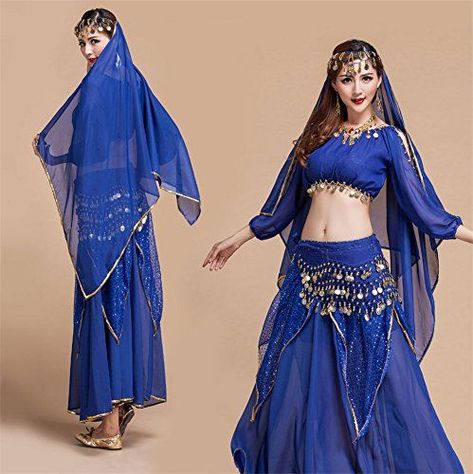 Bollywood Dance Costumes, Indian Dance Costumes, Indian Queen, Arabian Dress, Belly Dance Dress, Hip Scarf, Dance Clothing, Belly Dance Outfit, Disney Princess Dresses