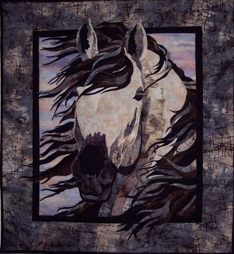 Horse Quilt Patterns, Applique Wall Hanging, Horse Quilt, Appliqué Quilts, Applique Art, Applique Quilt Patterns, Horse Crafts, Picture Quilts, Horse Pattern