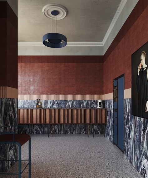 memphis aesthetics and mid-century modernism blend together in milanese apartment Stucco Ceiling, Milan Apartment, Modernist Furniture, Memphis Milano, Memphis Design, Architecture Old, Design Del Prodotto, Residential Interior, Apartment Interior