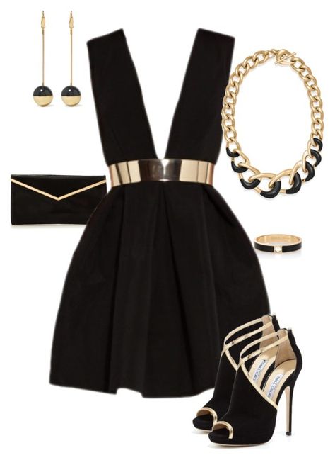 "a touch of gold here and there" by rebelgeneration ❤ liked on Polyvore featuring Jimmy Choo, Michael Kors and Isabel Marant Black And Gold Women Outfit, Lbd Outfit Party Night, Black And Gold Dresses For Party, Black And Gold Party Outfits Women, Black With A Touch Of Gold Outfit Women, Black And Gold Outfit Casual, Black And Gold Dress Outfit, H&m Style, Black And Gold Clothes