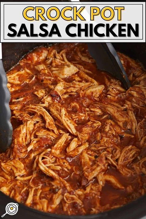 This delicious Crock Pot Salsa Chicken is an easy and versatile option for busy weeknight dinners, plus it's perfect for meal prep! Chad Recipes, Protein Pacing, Camper Meals, Crock Pot Salsa Chicken, Crock Pot Salsa, Crockpot Salsa Chicken, Crockpot Salsa, Salsa Chicken Crockpot, Slow Cooker Salsa Chicken