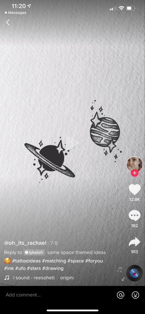 Matching Tattoos Planets, Rocket And Planet Couple Tattoo, Matching Solar System Tattoos, Matching Astronaut Tattoos, Space Couple Tattoos, Matching Space Tattoos Best Friends, Matching Space Tattoos, Matching Tattoos For Siblings, Soft Tattoo