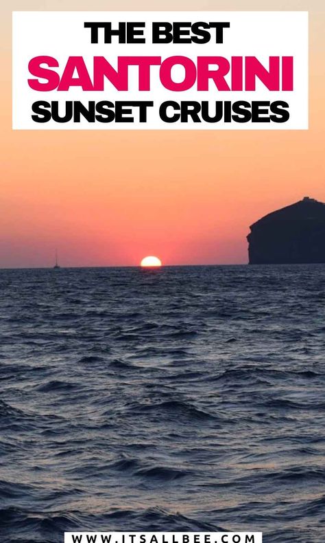 Complete guide to not only the best santorini boat tours but the best sunset cruises in Santorini. Plus those to the Volcano, beach tops and onboard BBQ. #santorini #greece #caldera #aegean #sailing #boattour | santorini Greece boat tours | boat tours in santorini greece | boat tours from santorini | santorini boat tours to hot springs | santorini boat trip to volcano | santorini cruise excursions | santorini catamaran cruise | santorini greece cruise Greece Cruise, Greece Itinerary, Santorini Sunset, Places In Greece, European Travel Tips, Cruise Excursions, Greece Travel Guide, Santorini Island, Sailing Trips