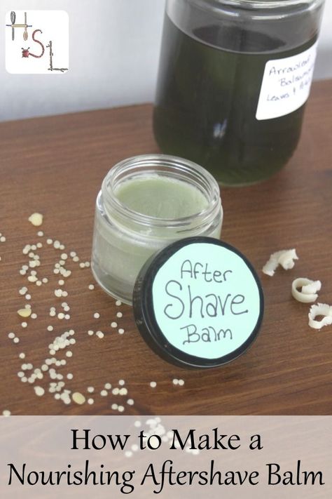 Make a simple and nourishing aftershave balm from natural ingredients. This is great for men's faces and women's legs to give back what shaving takes away. Aftershave Balm, Diy Gifts For Men, Diy Kosmetik, Diy Skin Care Recipes, After Shave Balm, Homemade Face Masks, Homemade Face, Diy Body, Skin Care Recipes