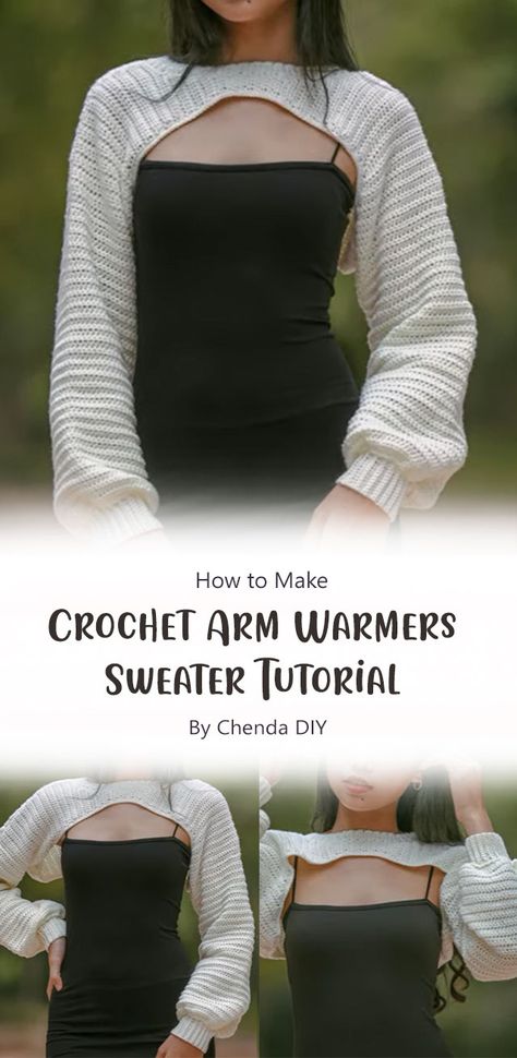 This is a free crochet pattern for arm warmers sweater. The best part about making these is that they are so easy to make and you can use any colors to create your own unique look. So if you have been looking for some new ideas on how to spend your leisure time, then this tutorial will definitely be worth trying out. Crochet Projects Sweaters & Cardigans, Sweater Shrug Pattern, Shrug Sweater Crochet Pattern, Crochet Shoulder Shrug Free Pattern, Crochet Shruggie Pattern Free, Crochet Hand Warmers Tutorial, Crochet Arm Warmers Free Pattern, Crochet Sleeves Pattern Free, Crochet Bolero Pattern Free