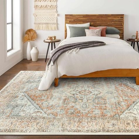 Amazon.com: LIVEBOX Washable Area Rug 4x6 - Retro Boho Rug Carpet Low-Pile Indoor Rug for Bedroom Living Room,Non-Slip Print Distressed Accent Rug for Nursery Entryway Kitchen Office Foyer,Beige/Orange : Home & Kitchen Nursery Area Rug, Chic Area Rug, Floral Pattern Print, 5x8 Area Rugs, Big Rugs, Large Carpet, Living Room Area Rugs, Dining Room Rug, Washable Area Rugs