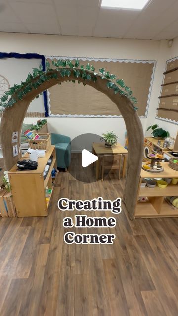 Kitchen Corner Classroom Ideas, Daycare Pretend Play Area, Home Daycare Playroom, Quiet Area In Classroom, Role Play Home Corner, Pre K Library Center Ideas, Classroom Areas Ideas, Gruffalo Cafe Role Play, Role Play Corner Ideas