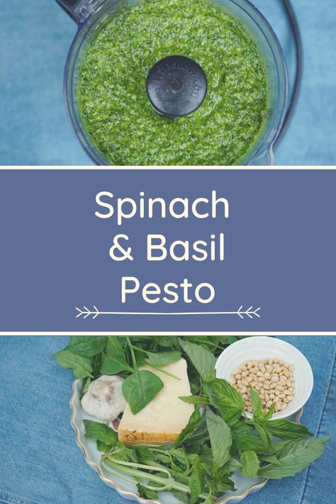 Spinach And Basil Pesto, Spinach Basil Pesto Recipe, Charcuterie Sauces, Diy Pesto, Spinach Pesto Recipe, Spinach Basil Pesto, Flatbread Sandwiches, Recipes Sauces, Pesto Sauce Recipe