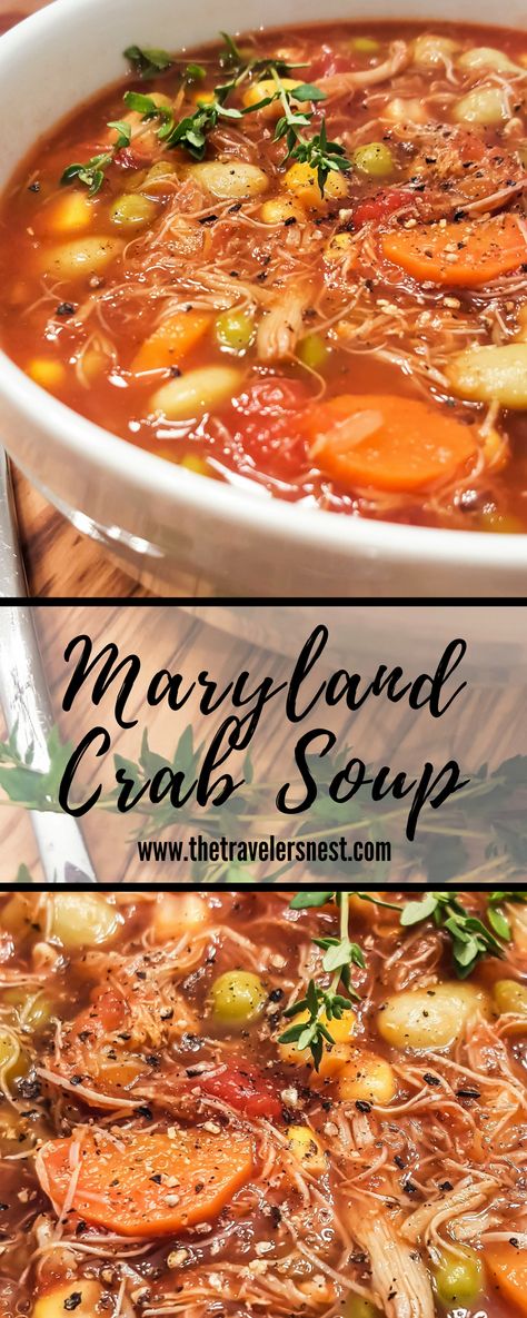 Slow Cooker Maryland Crab Soup, Manhattan Crab Soup, Tomato Crab Soup, Crab Chili Recipe, Spicy Crab Soup Recipes, Healthy Crab Soup Recipes, Maryland Crab Soup Recipe Baltimore, Best Maryland Crab Soup, Maryland Style Crab Soup