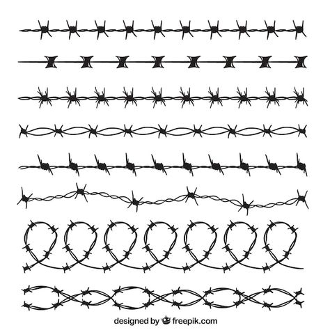 Barbed Wire Silhouette, Simple Barbwire Tattoo, Barbed Wire Line Drawing, Barbwire Drawing Easy, Stick And Poke Barbed Wire, Spine Tattoos Barbed Wire, Barbwire Tattoo Around Leg, Embroidered Barbed Wire, Barbed Tattoo Wire