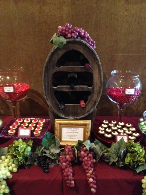 Winery Themed Dessert Table by OC Sugar Mama Cheese Christmas, Grape Decor, Sugar Mama, Themed Desserts, Wine Desserts, Wine Art, Wine Theme, Candy Bars, Candy Buffet