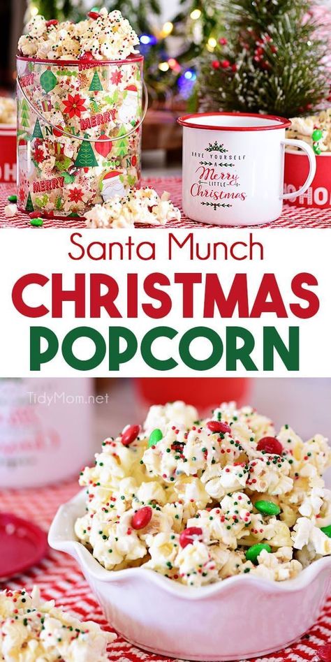 White Chocolate Popcorn, Christmas Popcorn, Dessert Halloween, Wallpaper Food, Salty Popcorn, Popcorn Treats, Popcorn Recipe, Easy Treat, Holiday Sprinkles