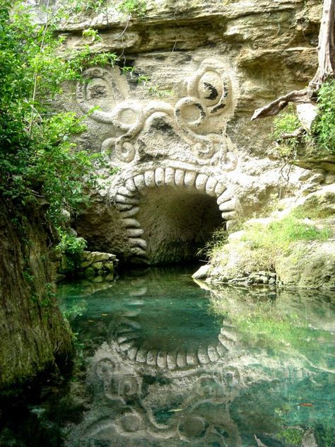 Mayan entrance in the caves of Xcaret, Riviera Maya, Mexico. Riviera Maya Mexico, Ancient Mayan, Halong Bay, Ancient Ruins, Chichen Itza, Personal Project, Riviera Maya, Pretty Places, Anthropology