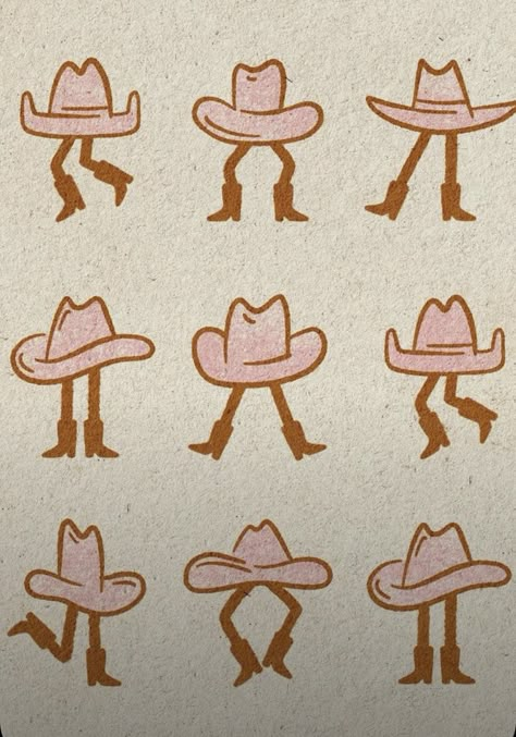 Western Doodle Art, Groovy Cowgirl Aesthetic, Groovy Western Aesthetic, Country Aesthetic Painting, Cowgirl Doodles, Howdy Wallpaper, Country Graphic Design, Western Doodles, Western Graphic Design