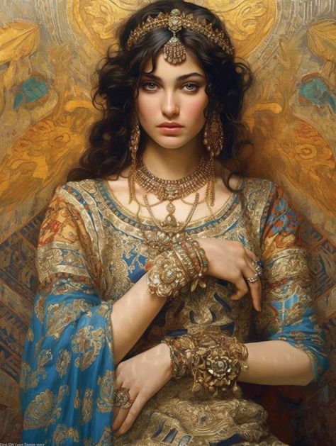 Persian Queen Art, Persian Woman Painting, Persian Portrait, Chacter Inspiration, Daevabad Trilogy, Breakup Messages, Persian Princess, Persian Warrior, Persian Women