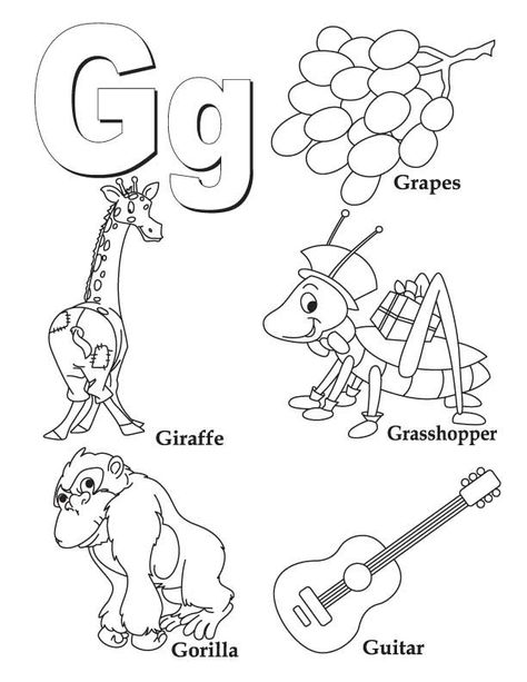 My A to Z Coloring Book Letter G coloring page Letterland Phonics, G Coloring Pages, Alphabet Colouring, The Letter G, Abc Coloring Pages, Abc Coloring, Alphabet Crafts, Phonics Kindergarten, Preschool Letters