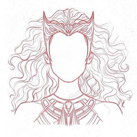 Wanda Crown Drawing, Scarlet Witch Design, Scarlet Witch Drawing Easy, Wanda Maximoff Drawing Easy, Scarlett Witch Drawing, Wanda Maximoff Tattoo, Wanda Maximoff Drawing, Denver Balbaboco, Wanda Drawings