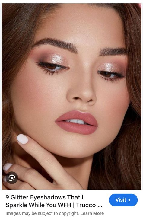 Pink Rose Gold Makeup, Blush Pink Bridal Makeup, Makeup With Light Pink Dress, Wedding Makeup For Pink Dress, Shimmer Bridal Makeup, Rose Gold Smokey Eye, Pink Bridesmaid Makeup, Pink Dress Makeup, Rose Gold Makeup Looks