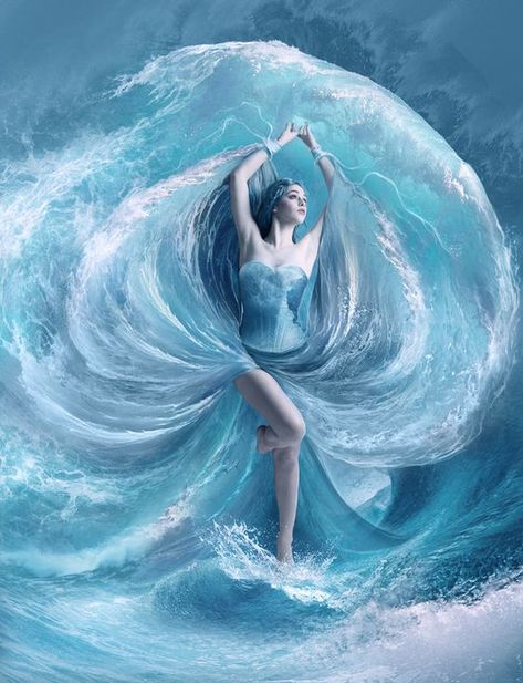 The water goddess - Akashic Readings with Maddy May Sea Dress, 다크 판타지, Water Element, Goddess Art, Arte Fantasy, 판타지 아트, Beautiful Fantasy Art, 그림 그리기, Mythical Creatures