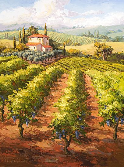 Tuscan Art, Vineyard Art, Italian Vineyard, Tuscany Landscape, Italian Paintings, Wine Painting, Pintura Exterior, Painting Landscapes, Italian Landscape