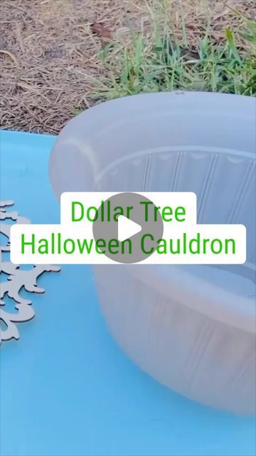 Diy Witches Cauldron With Fire, Diy Cauldron From Flower Pot, Diy Cauldron Halloween Prop Outdoor, Diy Witch Cauldron Outdoor, Dollar Tree Cauldron, Dollar Halloween Decorations, Outdoor Cauldron Ideas Halloween, Dollar Tree Cauldron Diy, Dollar Tree Halloween Door Decor