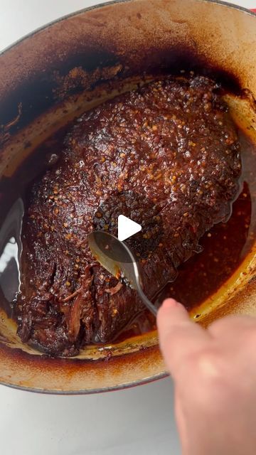 Chanie Apfelbaum on Instagram: "Say goodbye to boring old brisket and hello to my HOT HONEY FRENCH ROAST! This roast is so tender you can pull it apart with a spoon!

Use code BIB5 for delicious quality kosher meat delivered to your door anywhere in the USA! 

Yes this roast is somewhat spicy (not very!), But feel free to adjust the spice level by using less chili and/or more honey. 

Prepare your chili oil - recipe in my previous reel!

3-4lb @koshgourmet French roast (Or any braising cut)
Salt and pepper, to taste 
1/3 c + 2 tbsp chili oil 
1/3 cup honey 
2 shallots, thinly sliced 
1 cup beef or chicken stock 

Pat your roast dry and season generously with salt and pepper. Heat 1 tablespoon of chili oil (Use just the oil and not the chili flakes) in a Dutch oven. Sear the roast until bro Slow Roasted Beef Brisket, Brisket Recipes Oven Jewish, Beef Roast Recipes, Best Jewish Brisket Recipe, Brisket Recipes Jewish Braised Beef, Smoked Brisket Chili Michael Symon, Braising Recipes, Chili Oil Recipe, Pulled Beef