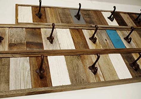 Barn Wood Coat Rack, Bath Towel Hanger, Farmhouse Bathroom Accessories, Modern Farmhouse Wall Decor, Wall Mounted Towel Rack, Barnwood Wall, Barn Wood Crafts, Wooden Bath, Wooden Coat Rack