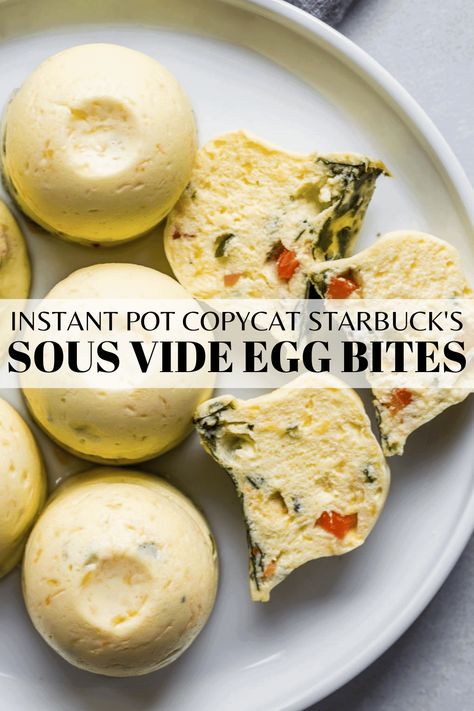 Instant Pot Sous Vide Egg Bites taste just like Starbucks. With 5 amazing flavor mix-in ideas. Try this amazing copycat recipe at home! // cottage cheese // silicone recipes Egg Bites Starbucks, Starbucks Egg Bites Recipe, Pressure Cooker Eggs, Instant Pot Sous Vide, Sous Vide Egg Bites, Starbucks Sous Vide Eggs, Sous Vide Egg, Dairy Recipes, Egg Bites Recipe