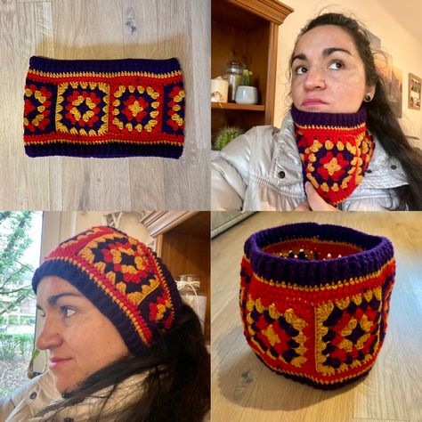 Granny Square Neck Warmer, Crochet Balaclava, Granny Squares, Crochet Hair Styles, Crochet Accessories, Neck Warmer, Crochet Crafts, Knit Patterns, Granny Square